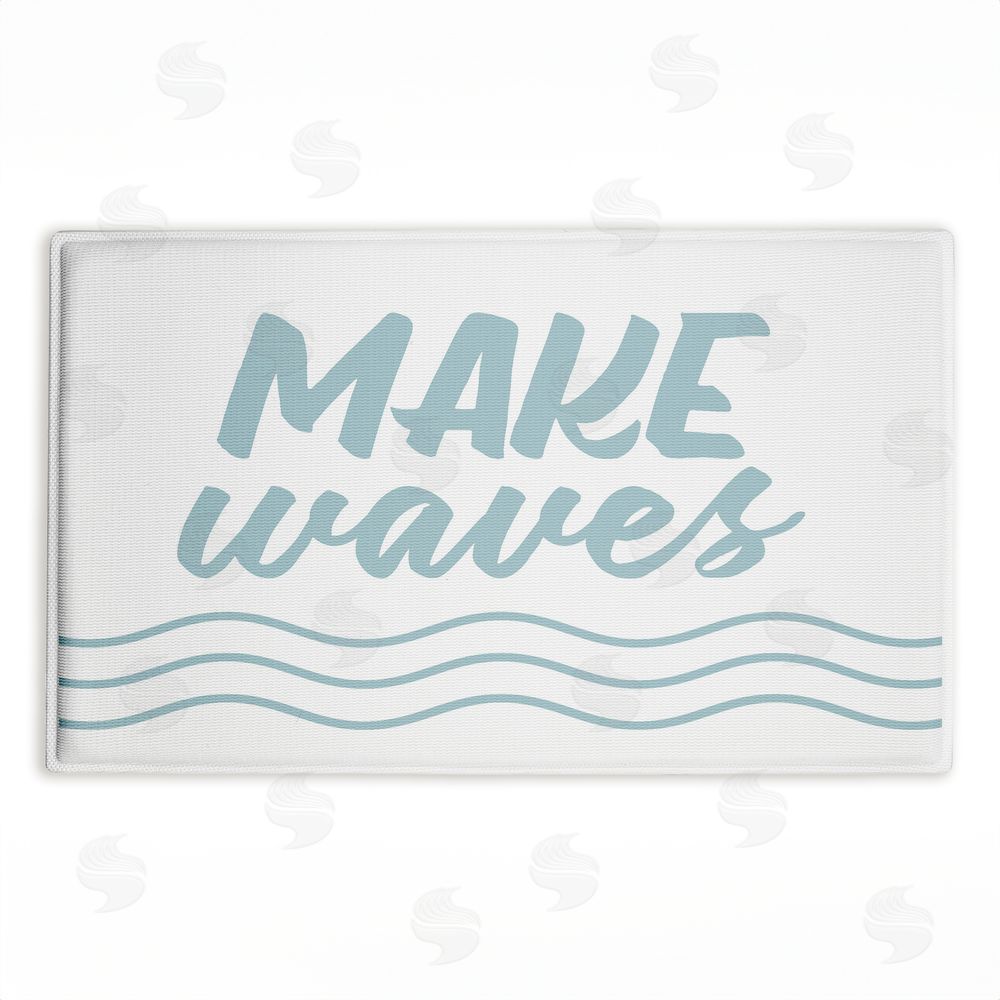 Lettered and Lined | Make Waves Aqua Blue Plush Bath Mat