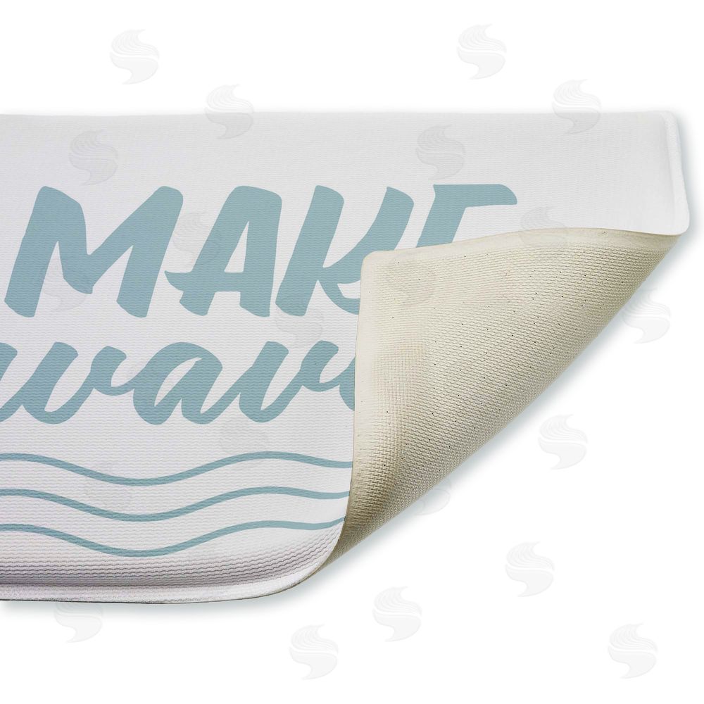 Lettered and Lined | Make Waves Aqua Blue Plush Bath Mat