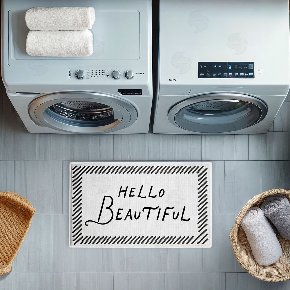 Lettered and Lined | Hello Beautiful Greeting Plush Bath Mat