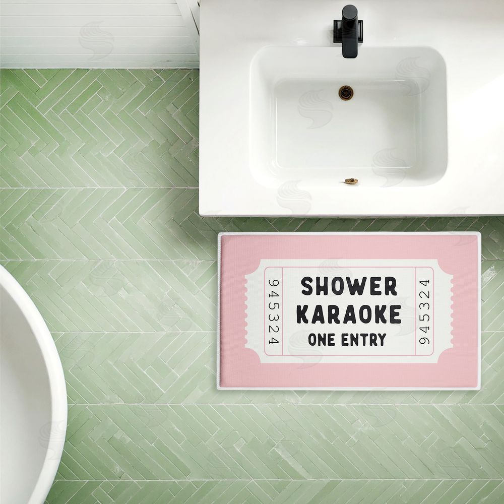Lettered and Lined | Shower Karaoke Pink Plush Bath Mat