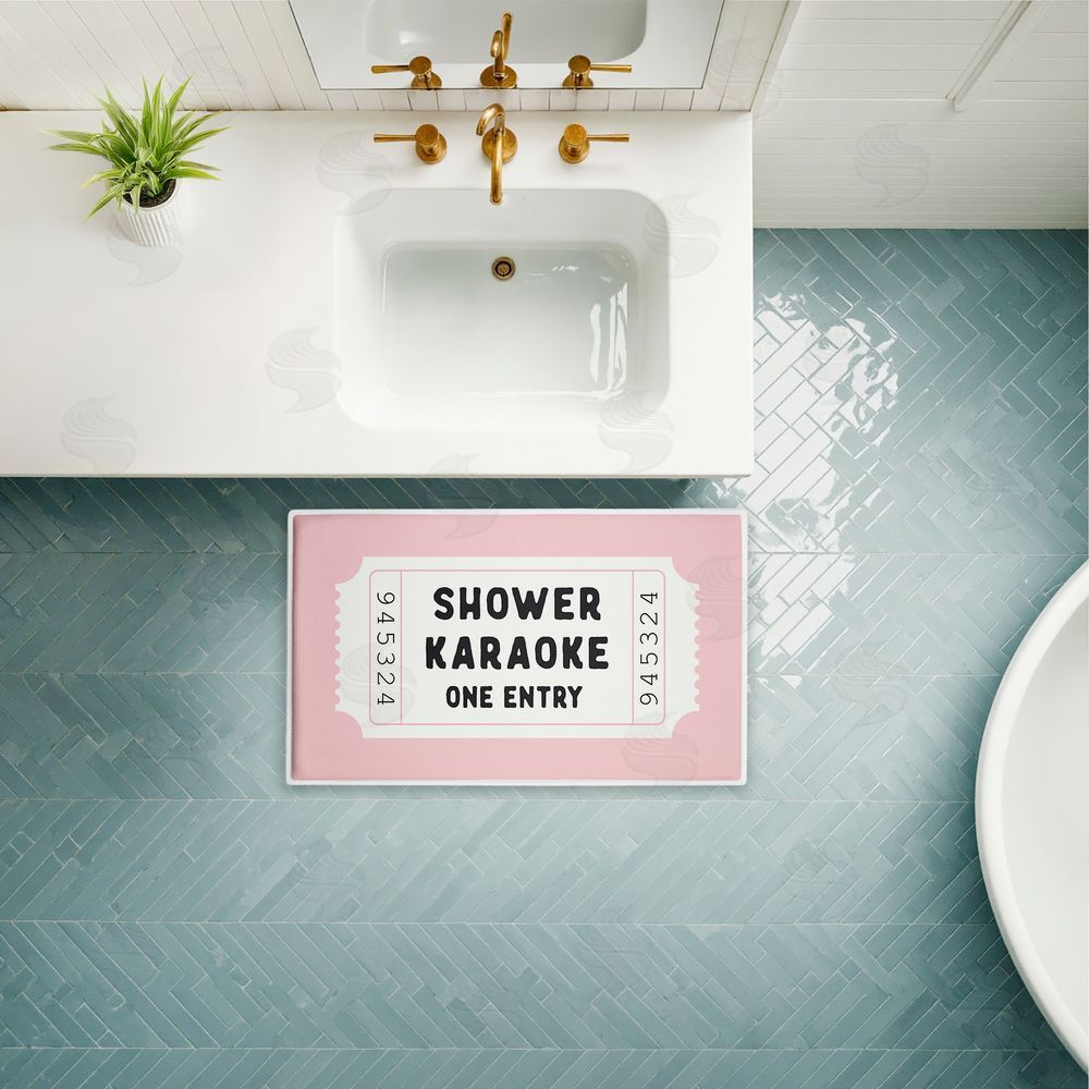 Lettered and Lined | Shower Karaoke Pink Plush Bath Mat