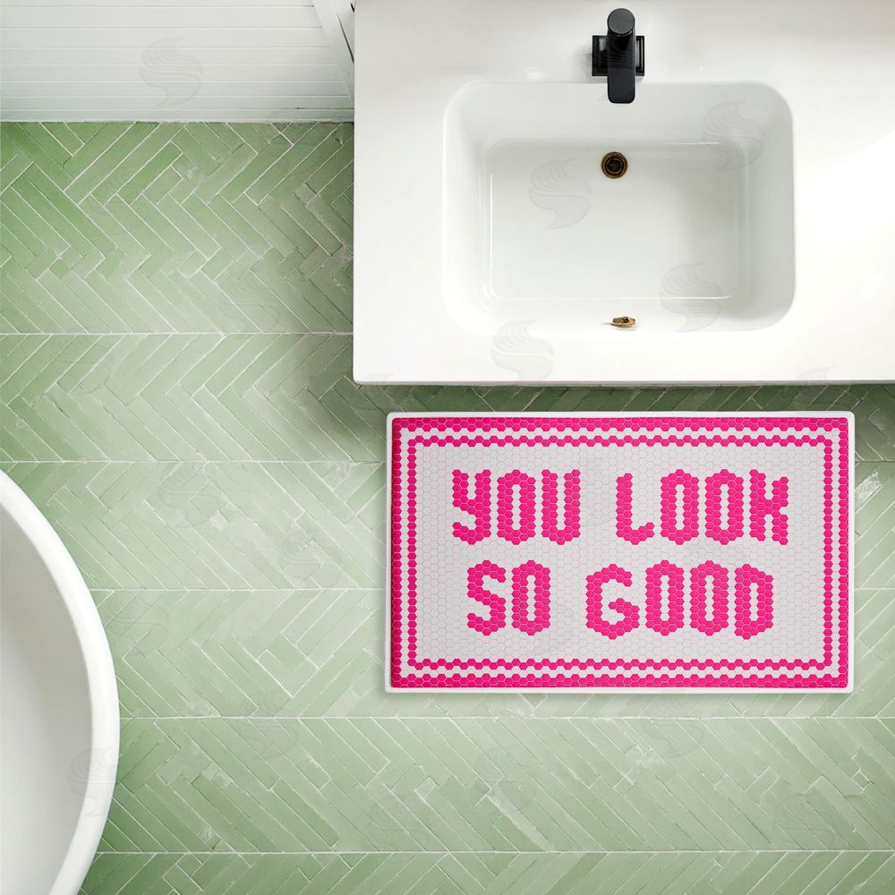 Lettered and Lined | Pink You Look So Good Plush Bath Mat