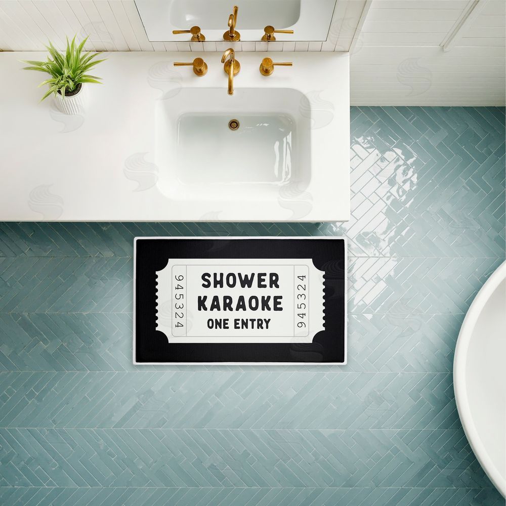 Lettered and Lined | Shower Karaoke Black Plush Bath Mat