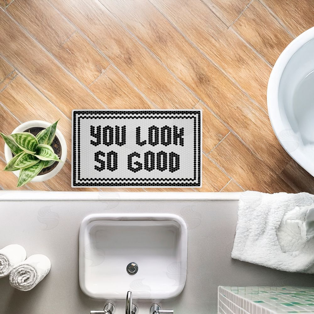 Lettered and Lined | Black You Look So Good Plush Bath Mat