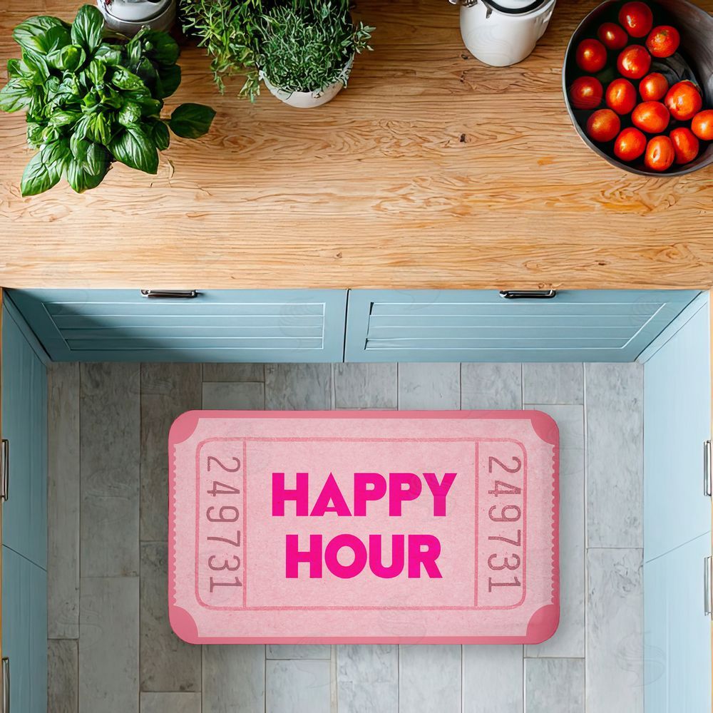 Stupell Studio | Pink Happy Hour Ticket Anti-Fatigue Mat