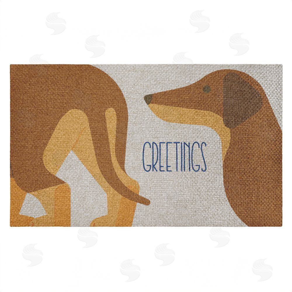 Stupell Studio | Greetings Funny Dogs Faux Sisal Door Mat