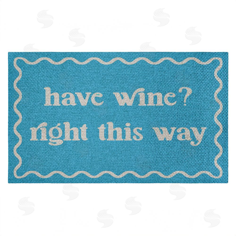 Stupell Studio | Blue Have Wine Greeting Faux Sisal Door Mat
