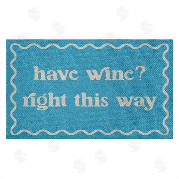 Stupell Studio | Blue Have Wine Greeting Faux Sisal Door Mat