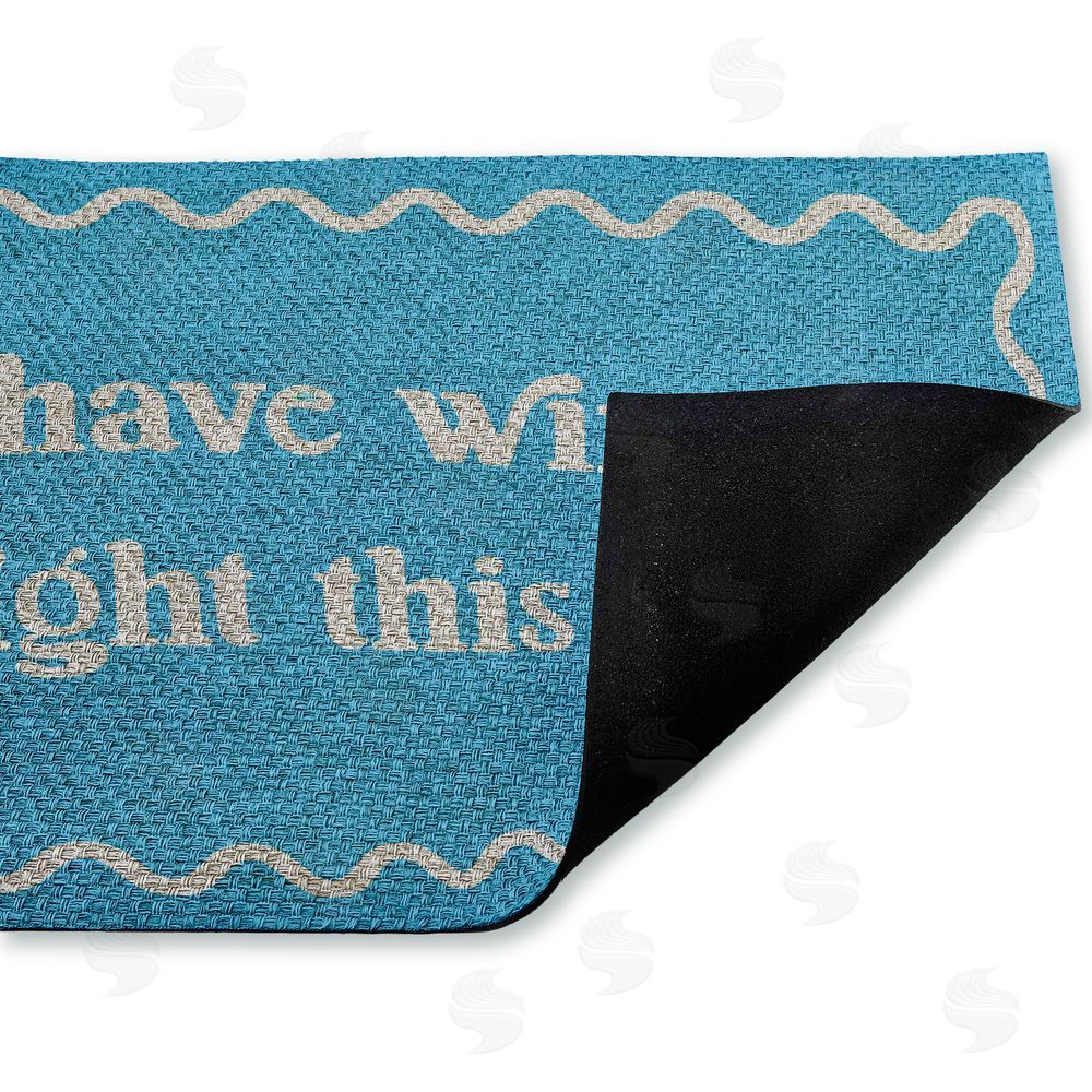 Stupell Studio | Blue Have Wine Greeting Faux Sisal Door Mat