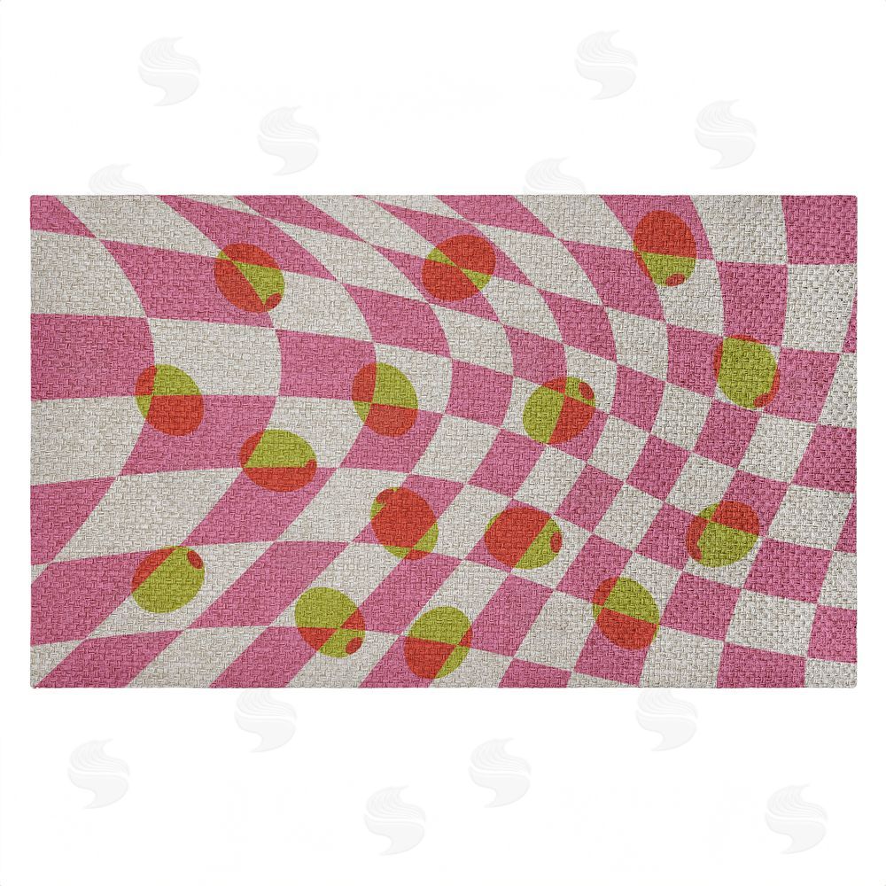 Stupell Studio | Retro Curved Olive Abstract Faux Sisal Door Mat