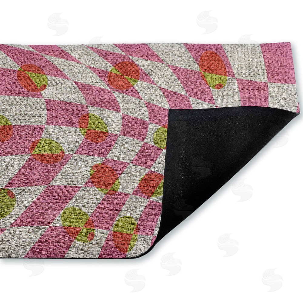 Stupell Studio | Retro Curved Olive Abstract Faux Sisal Door Mat