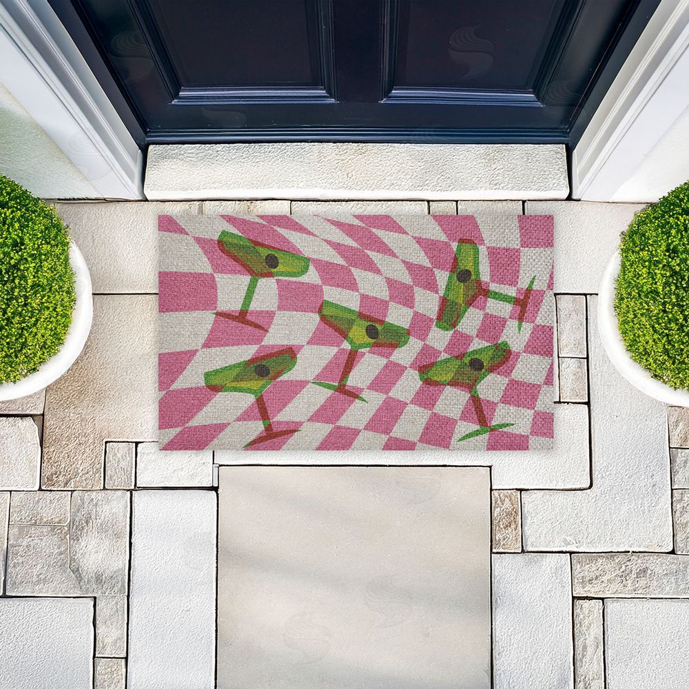Stupell Studio | Bright Retro Cocktail Glasses Faux Sisal Door Mat