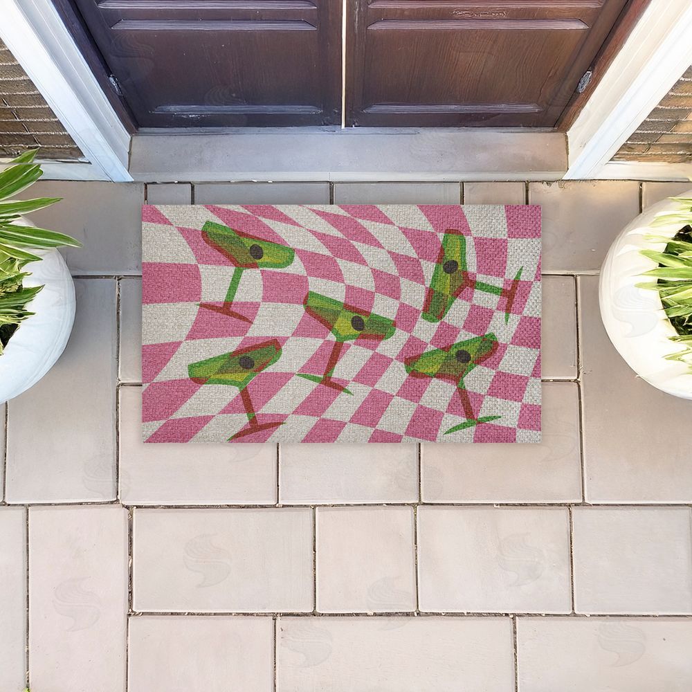 Stupell Studio | Bright Retro Cocktail Glasses Faux Sisal Door Mat
