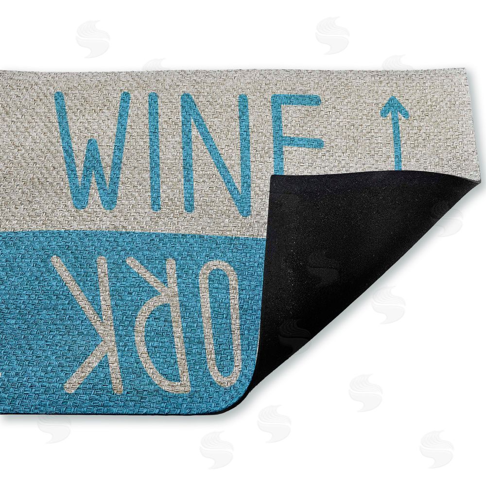 Stupell Studio | Work & Wine Blue Faux Sisal Door Mat