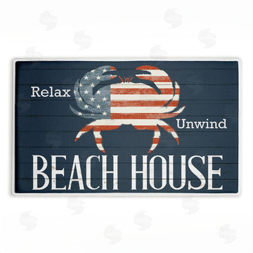 Kim Allen | Relax Unwind Patriotic Beach House Plush Bath Mat
