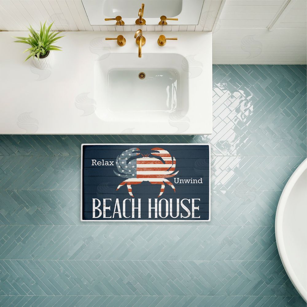 Kim Allen | Relax Unwind Patriotic Beach House Plush Bath Mat