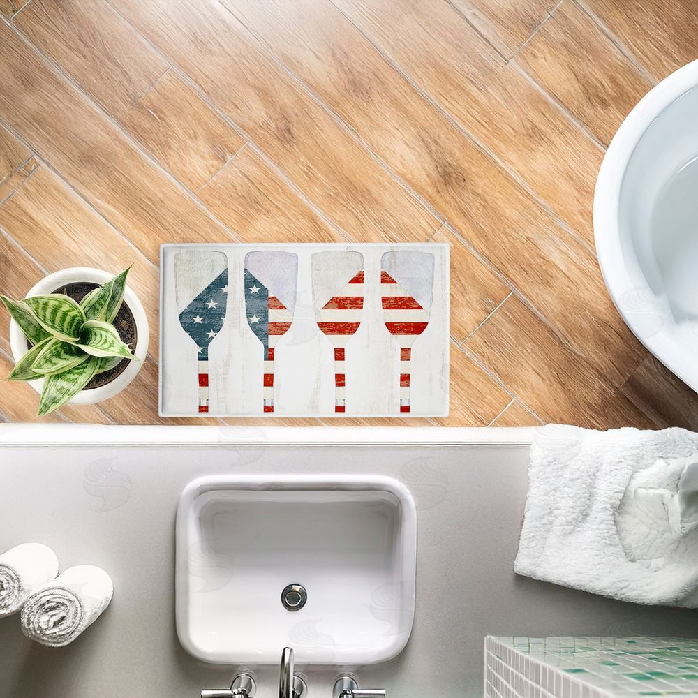 Kim Allen | Patriotic Flag Boat Paddles Plush Bath Mat