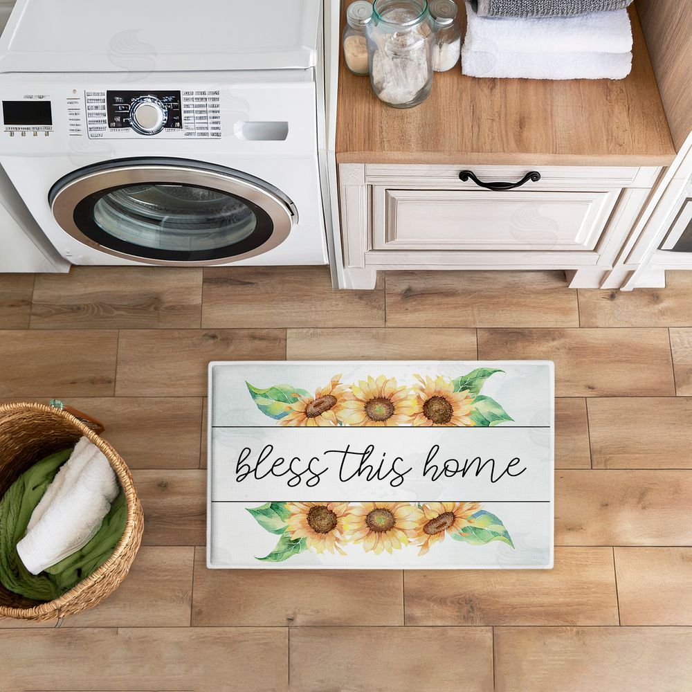 Kim Allen | Bless This Home Sunflowers Plush Bath Mat