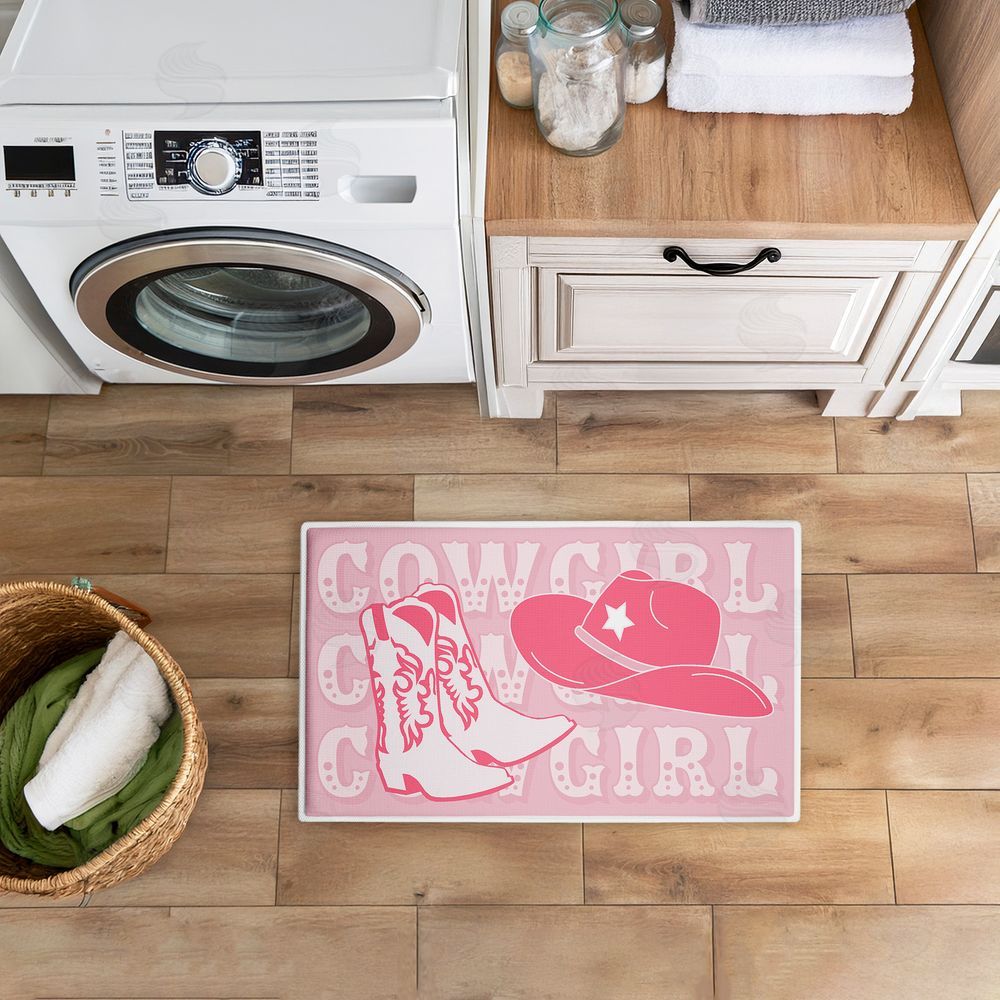 Corinne Rose Designs | Pink Pastel Cowgirl Plush Bath Mat
