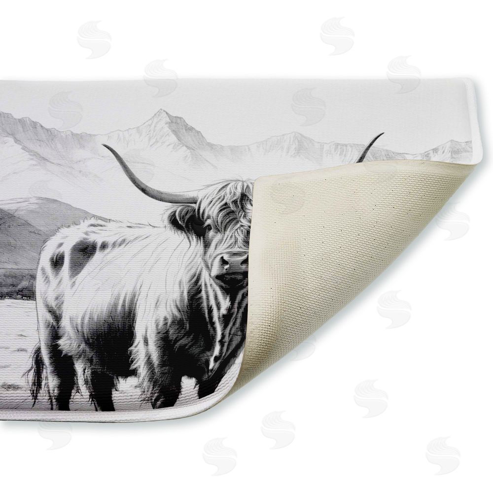 Kim Allen | Highland Sketch in Mountains Plush Bath Mat