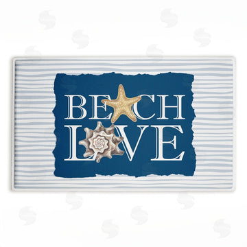 Kim Allen | Beach Love over Stripes Plush Bath Mat