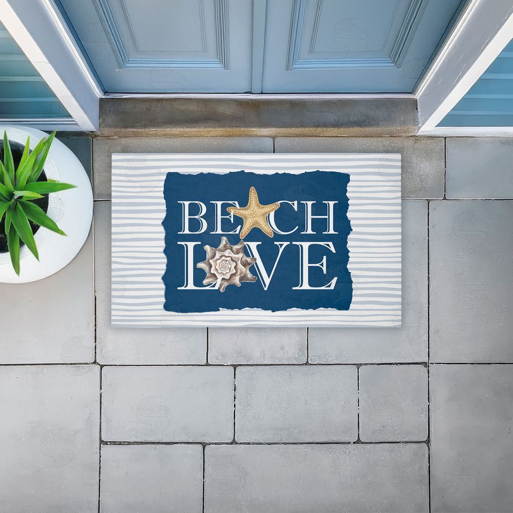 Kim Allen | Beach Love over Stripes Non-Woven Door Mat