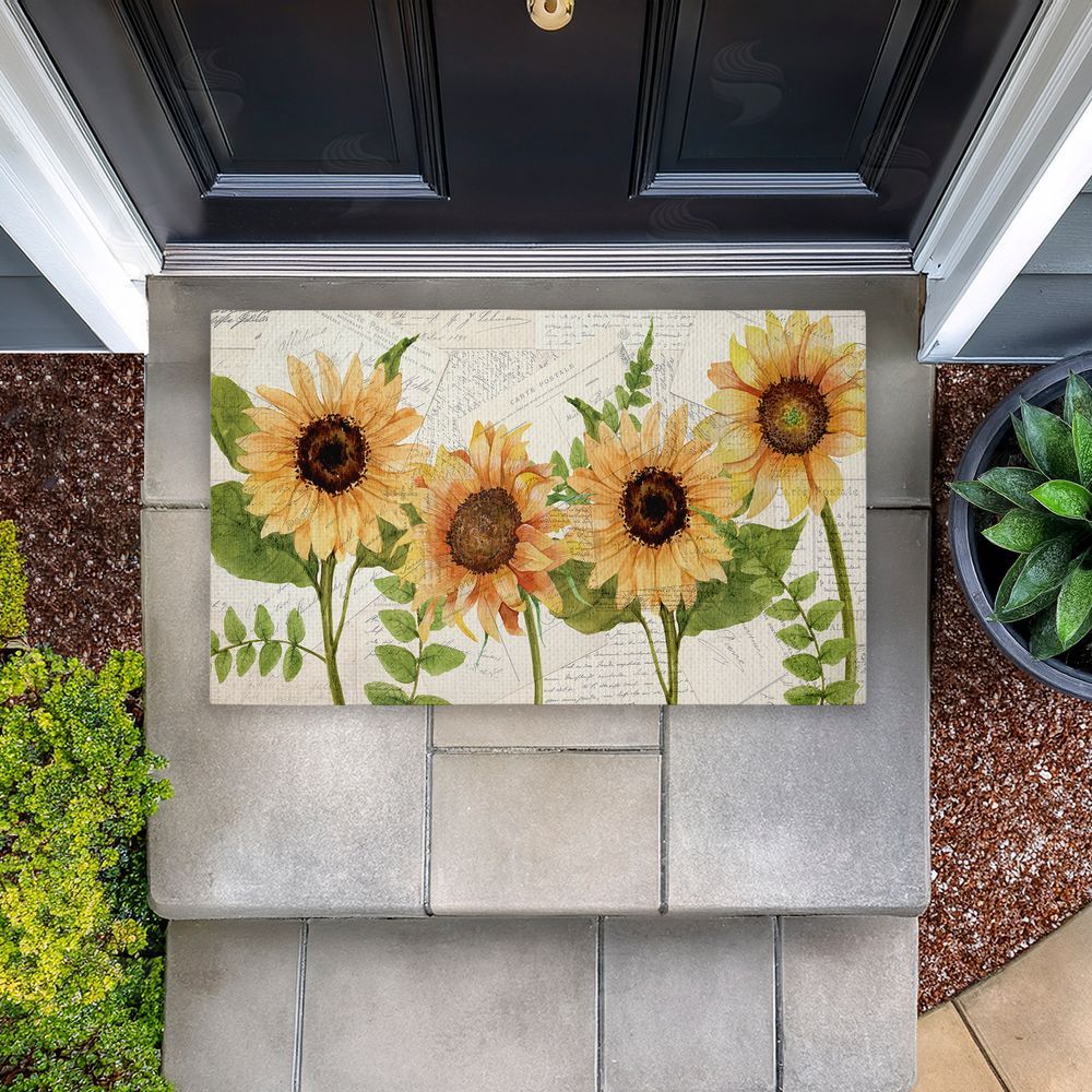 Kim Allen | Sunflowers & Vintage Letter Mail Non-Woven Door Mat