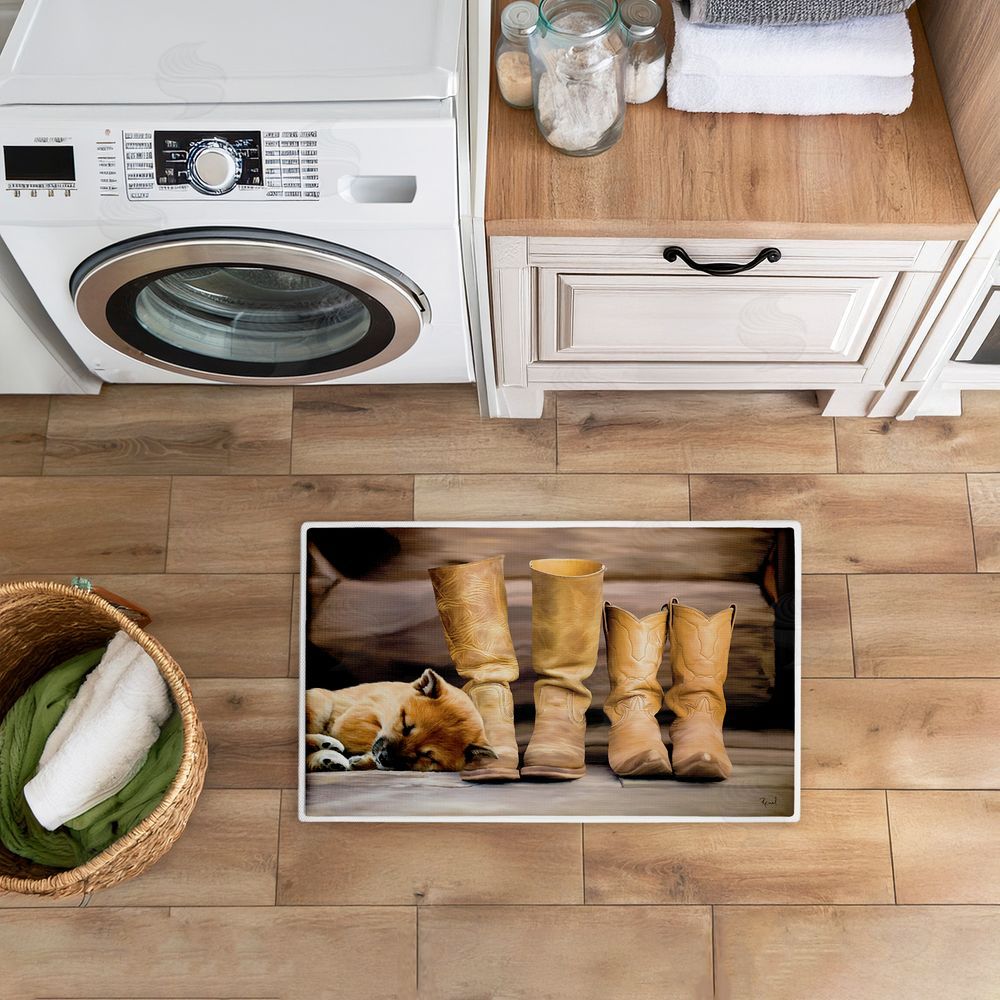 Renel Peters | Sleepy Puppy & Cowboy Boots Plush Bath Mat