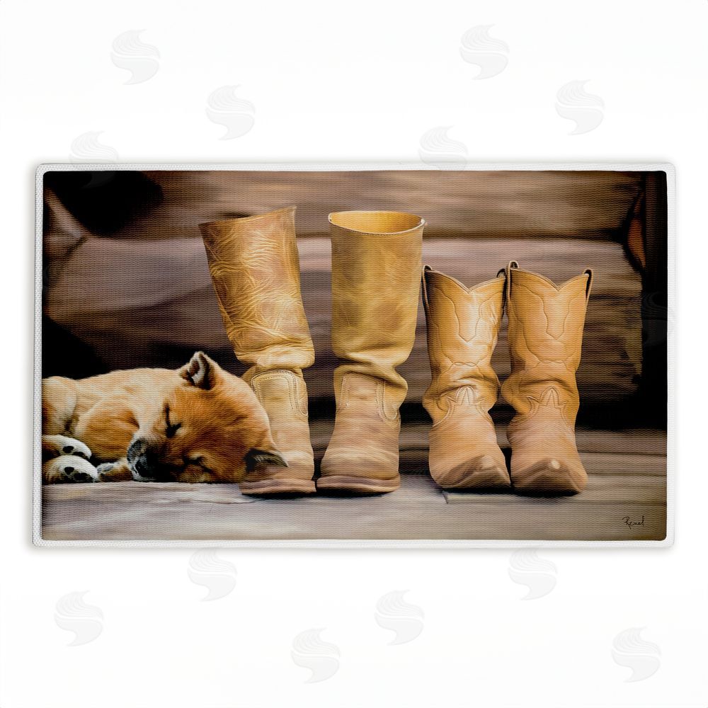Renel Peters | Sleepy Puppy & Cowboy Boots Plush Bath Mat