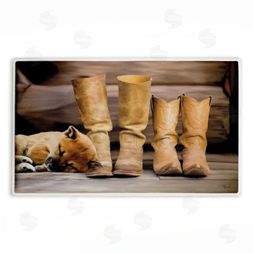 Renel Peters | Sleepy Puppy & Cowboy Boots Plush Bath Mat