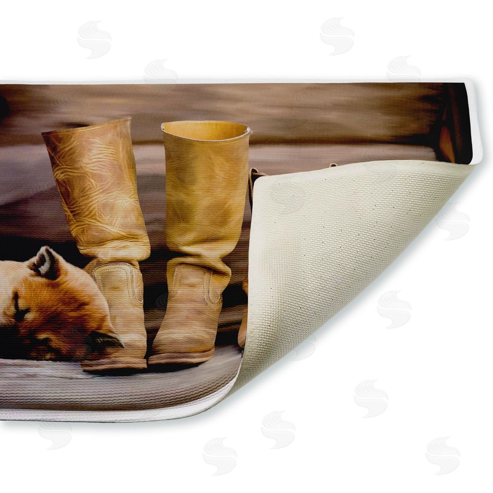 Renel Peters | Sleepy Puppy & Cowboy Boots Plush Bath Mat