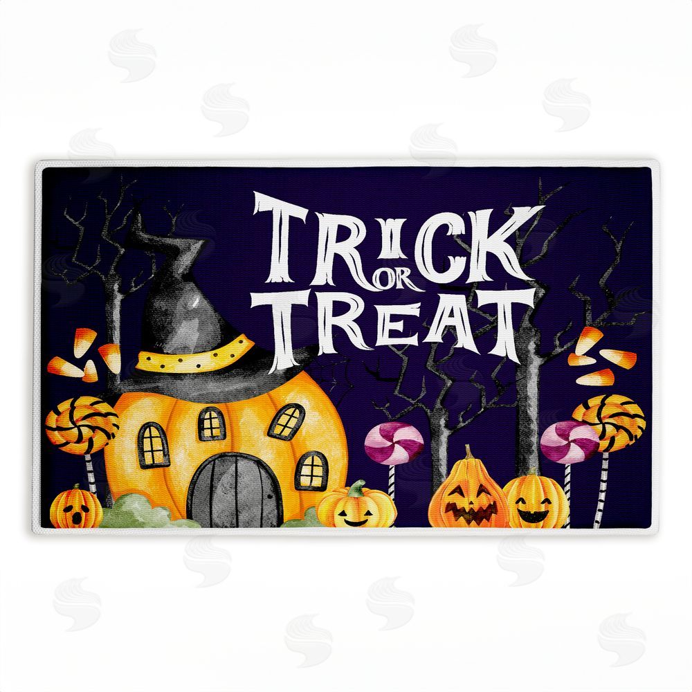 Kim Allen | Trick Or Treat Pumpkin House Plush Bath Mat