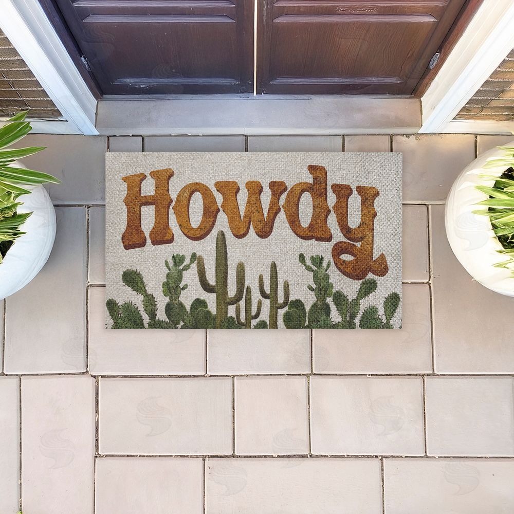 Matthew Piotrowicz | Western Howdy With Cacti Faux Sisal Door Mat