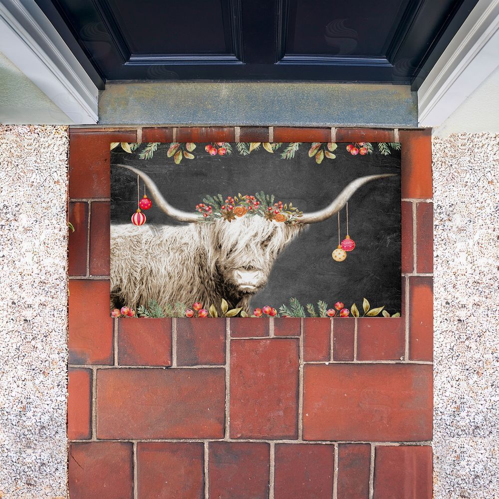Kim Allen | Highland Christmas Cattle Non-Woven Door Mat