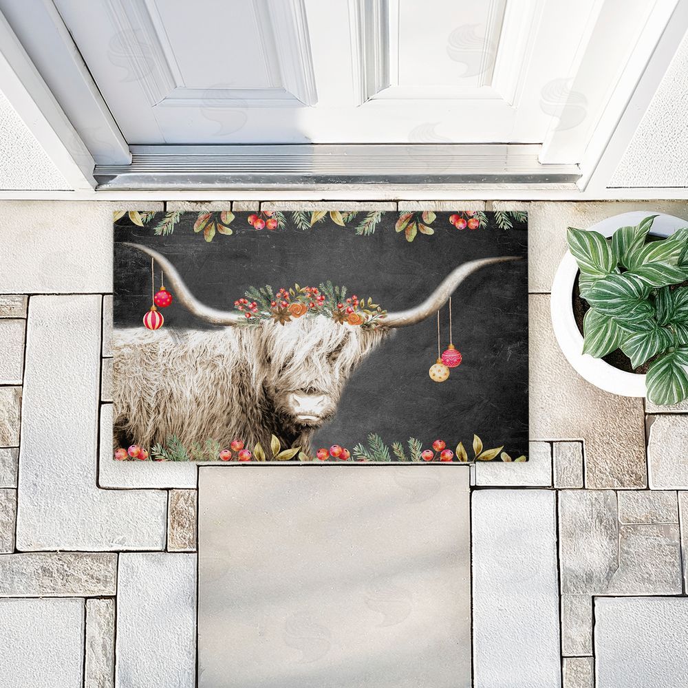 Kim Allen | Highland Christmas Cattle Non-Woven Door Mat