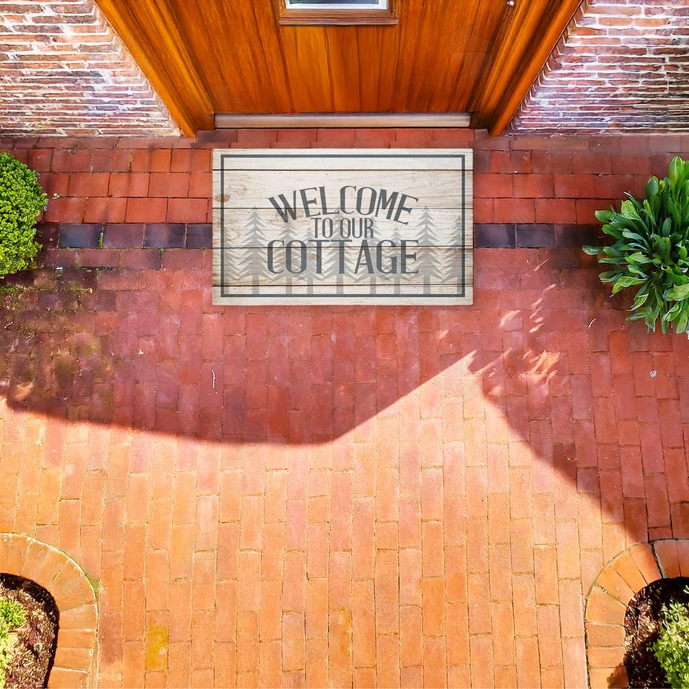 Kim Allen | Rustic Welcome Cottage Trees Non-Woven Door Mat