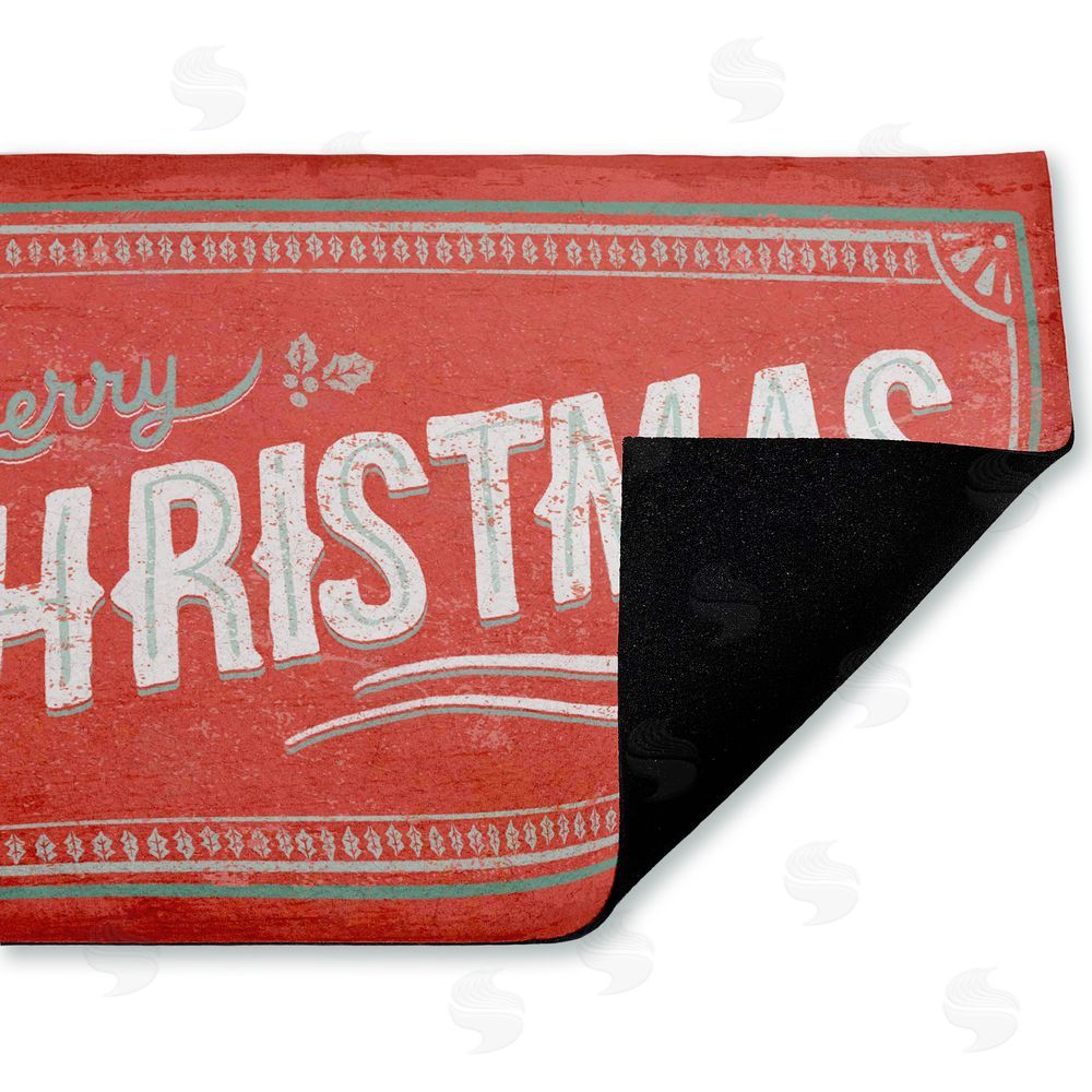 Chad Barrett | Red Vintage Merry Christmas Non-Woven Door Mat