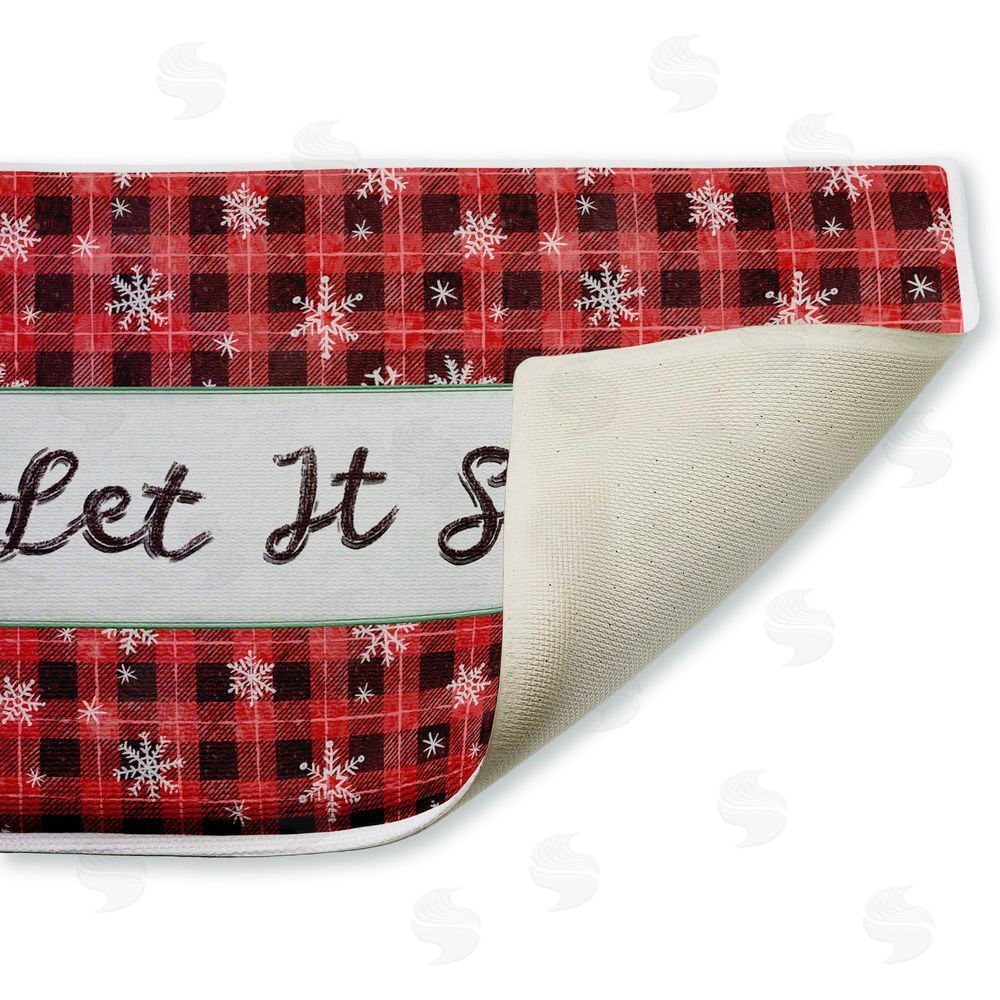 Chad Barrett | Let It Snow Red Plaid Plush Bath Mat