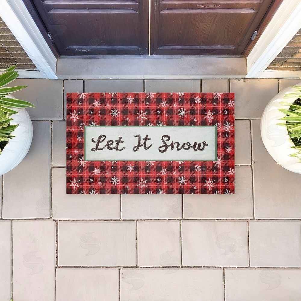 Chad Barrett | Let It Snow Red Plaid Non-Woven Door Mat