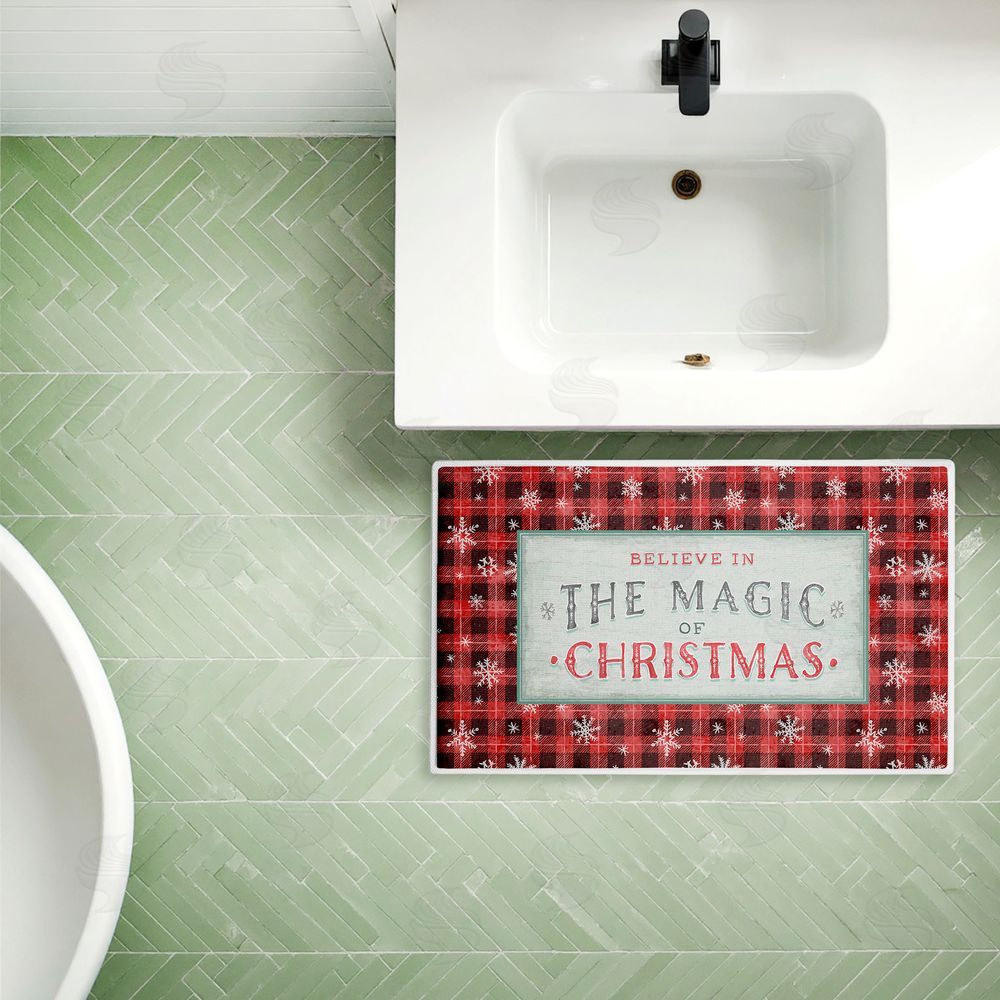 Chad Barrett | Magic of Christmas Red Plaid Plush Bath Mat