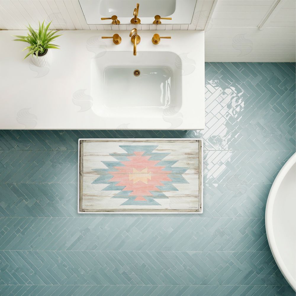 Susan Winget | Pink Navajo Pattern Plush Bath Mat
