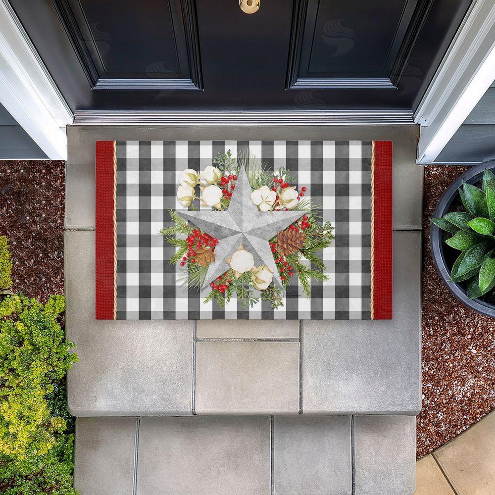 Nicole Tamarin | Gingham & Floral Star Shape Non-Woven Door Mat