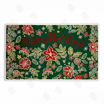 Jenny Faw | Holiday Poinsettia Greeting Plush Bath Mat