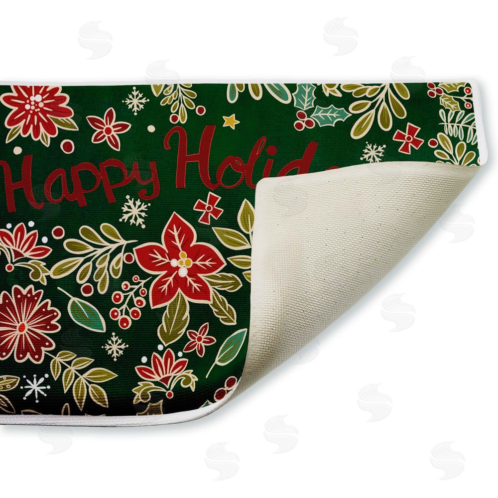 Jenny Faw | Holiday Poinsettia Greeting Plush Bath Mat