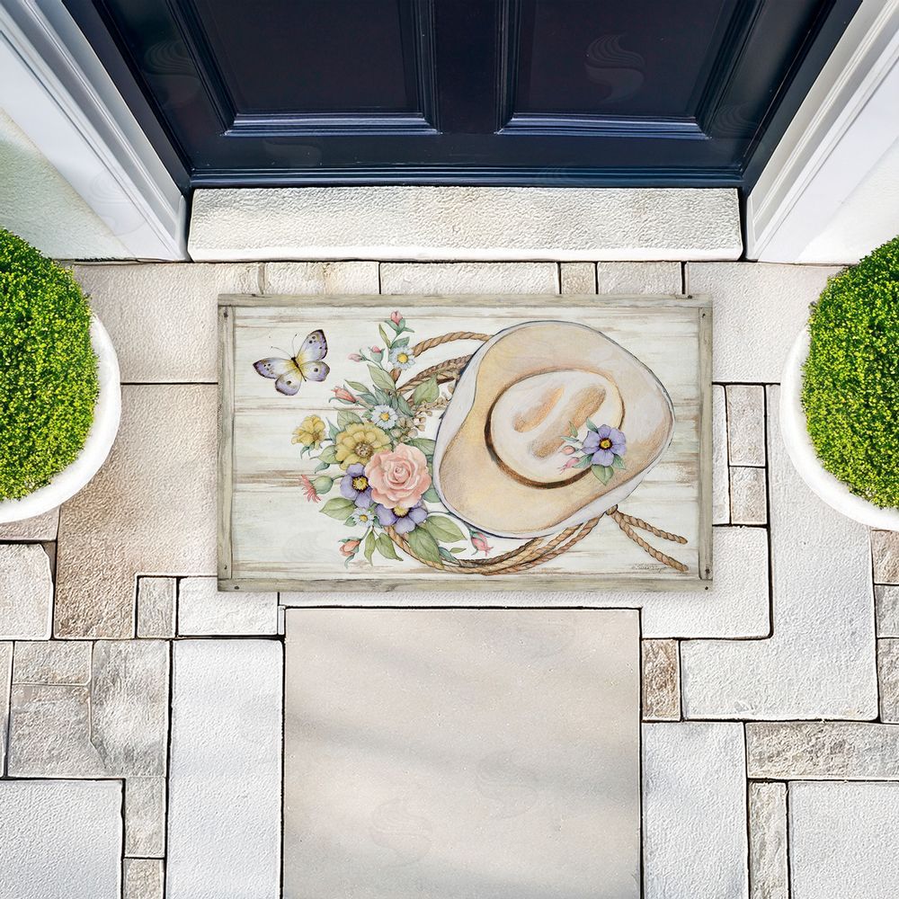 Susan Winget | Shabby Chic Floral Cowboy Hat Non-Woven Door Mat