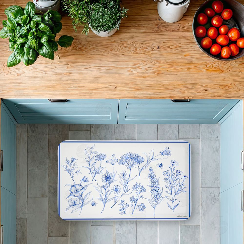 Susan Winget | Single Blue Flower Sprigs Anti-Fatigue Mat