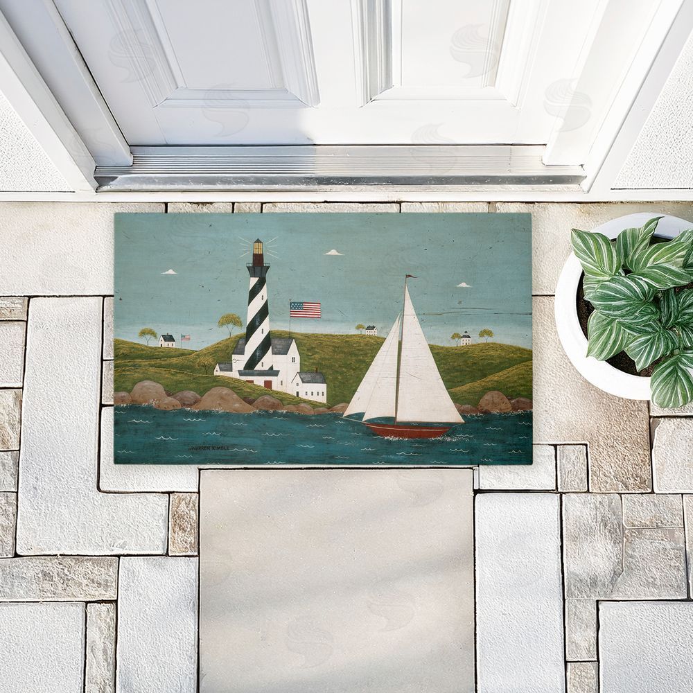 Warren Kimble | Coastal Breeze Lighthouse Harbor Non-Woven Door Mat