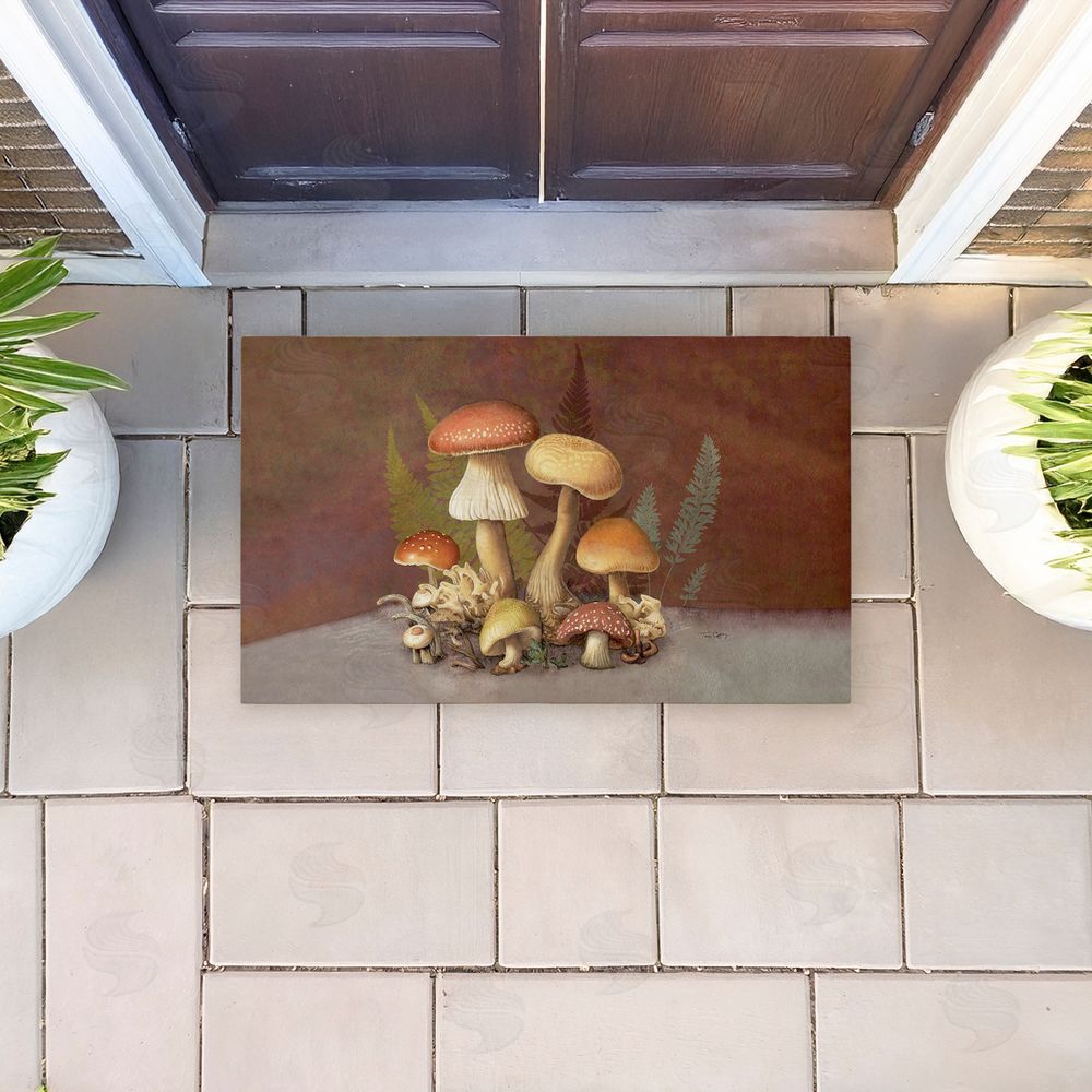 Tim Coffey | Mushrooms & Ferns on Brown Non-Woven Door Mat