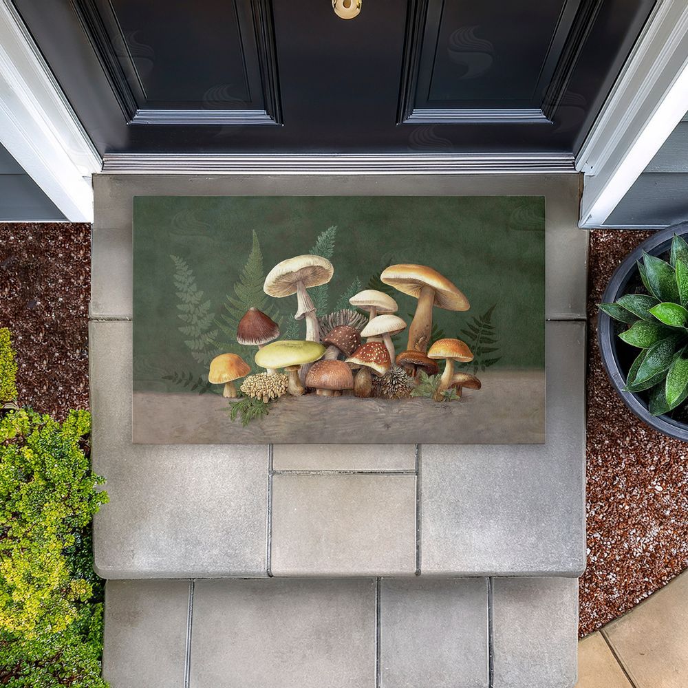 Tim Coffey | Mushrooms & Ferns on Green Non-Woven Door Mat
