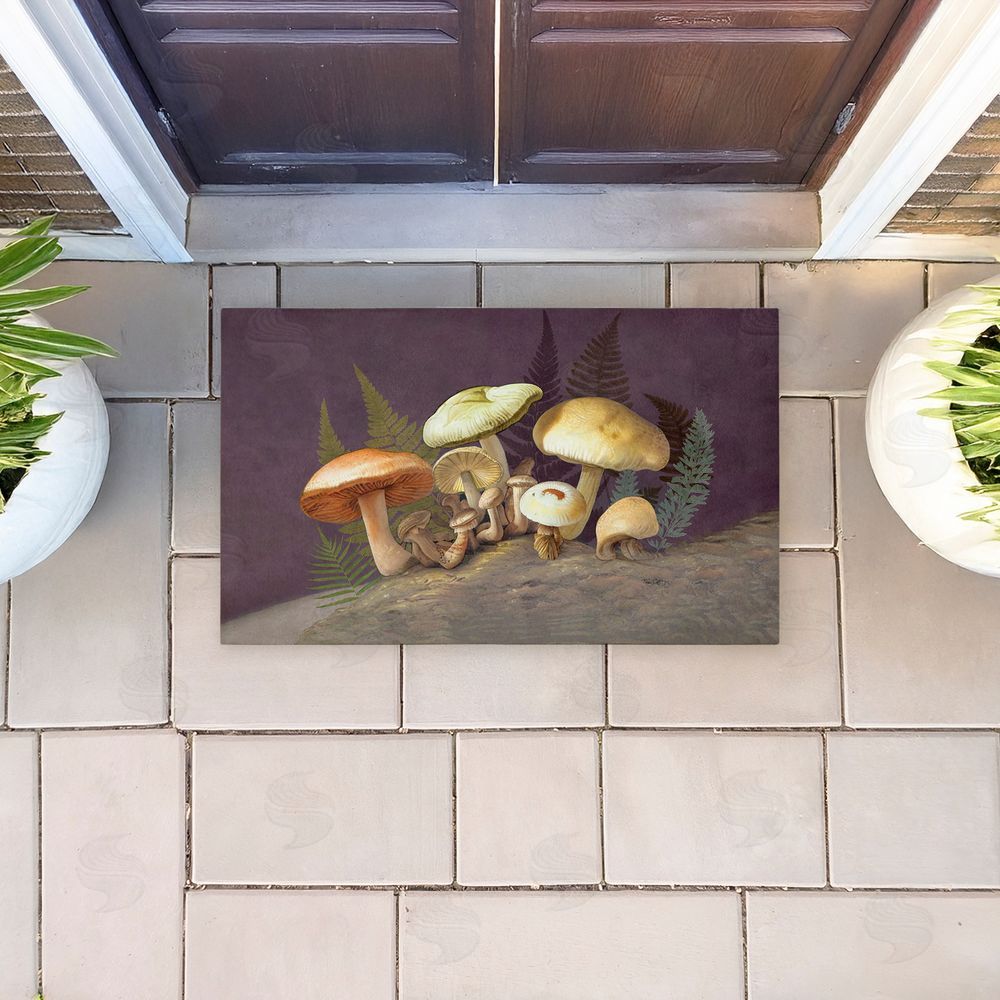 Tim Coffey | Mushrooms & Ferns on Purple Non-Woven Door Mat